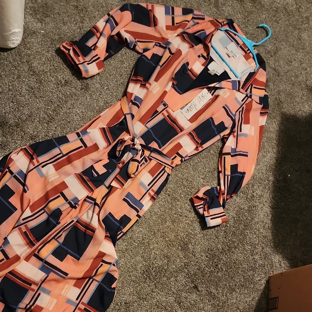 White Stag Geometric Pink and Blue Dress